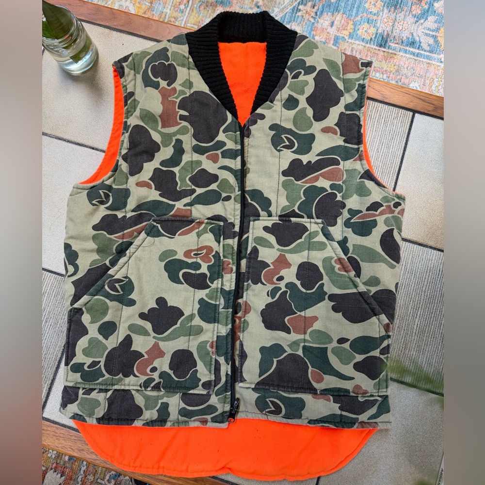 Vintage reversible duck camo vest